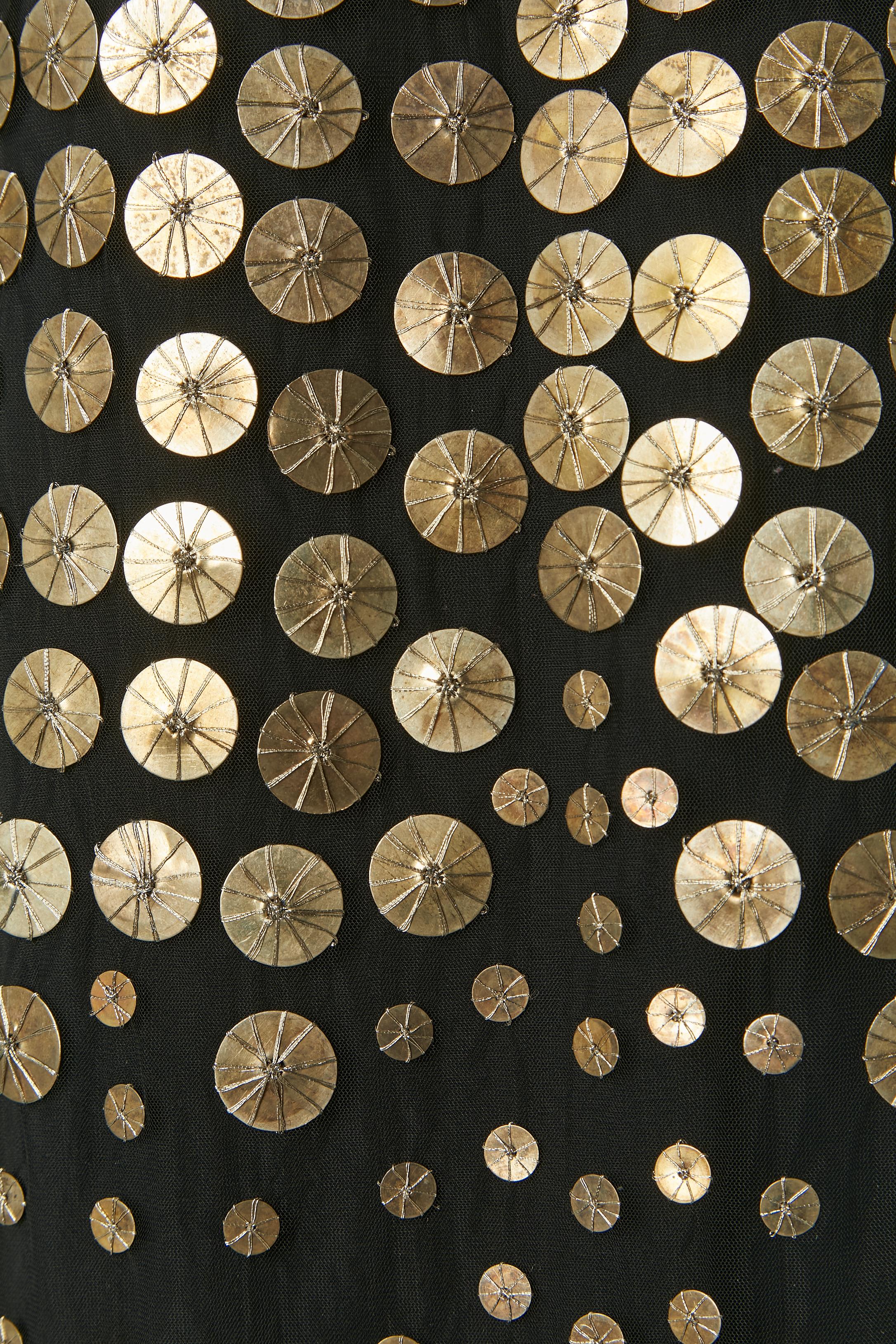 Schwarzer Tüll und goldene Metall-Pailletten-Applikationen ALBERTA FERRETTI Damen im Angebot