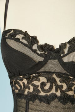 Black tulle and lace bustier La Perla