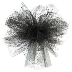 Black Tulle and Net Statement Pouf Fascinator or Corsage with Comb– O/S, 1950s