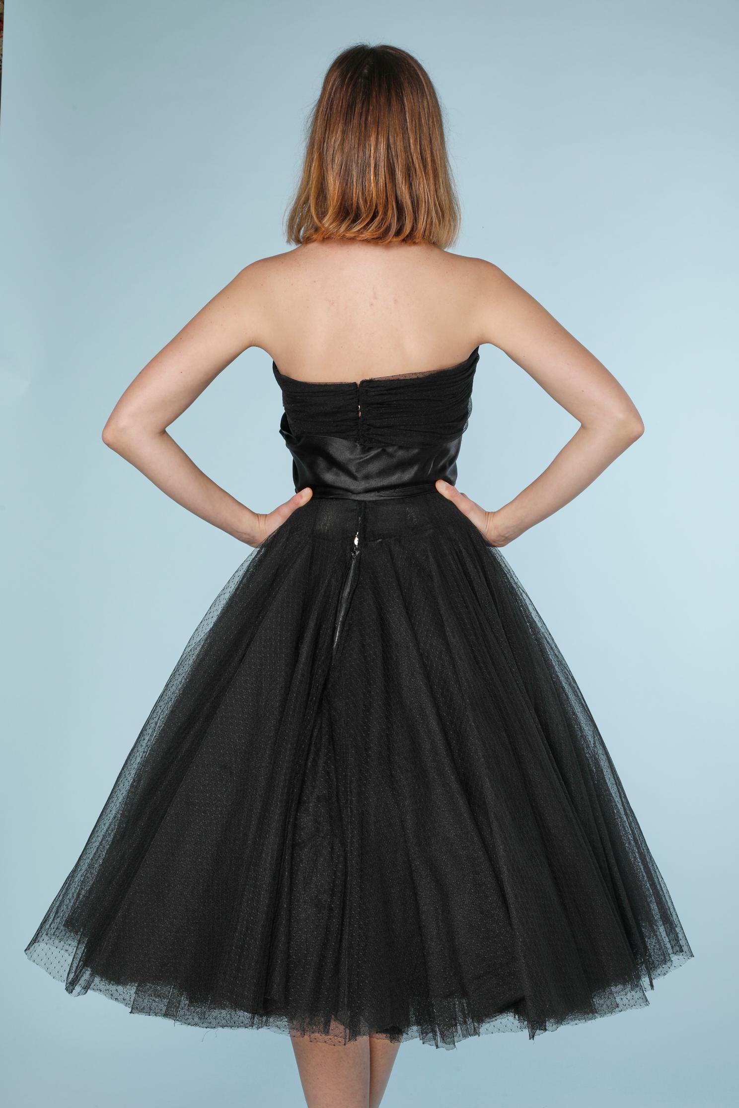Black tulle and satin bustier dress 1950 Emilio Schuberth  4