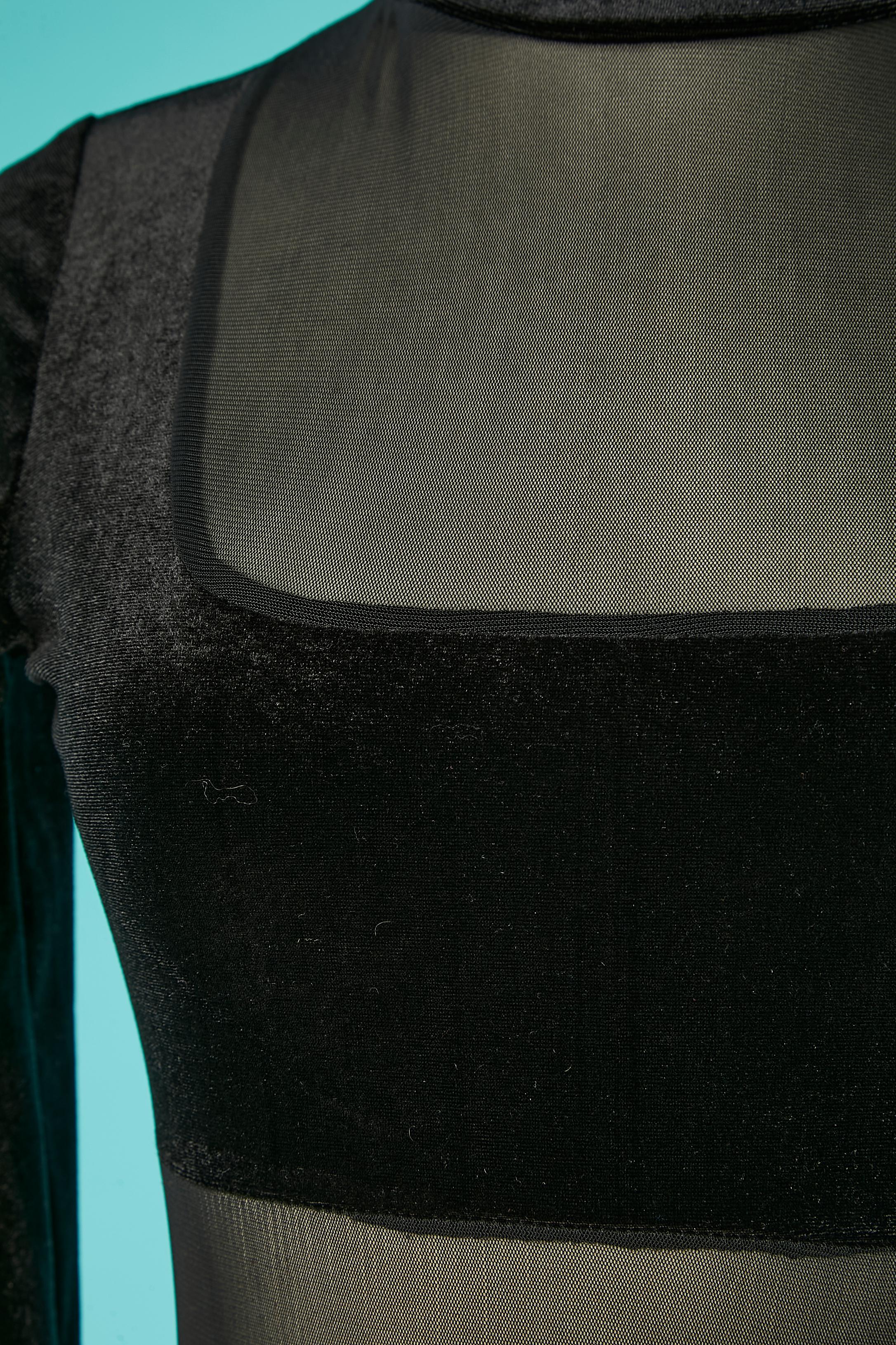Nero Tuta in tulle e velluto elasticizzato nero in vendita