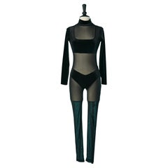 Tuta in tulle e velluto elasticizzato nero