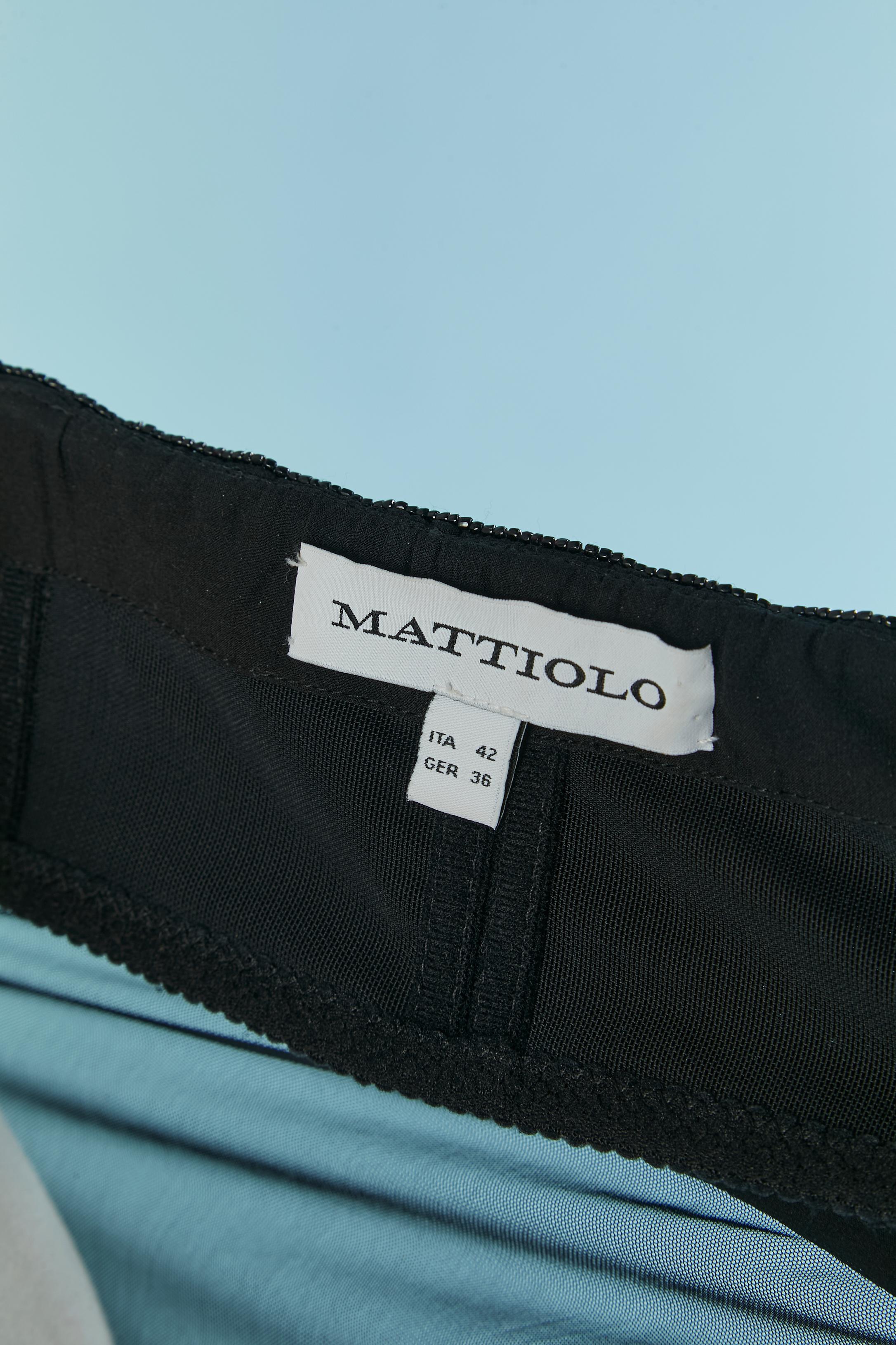 Schwarzer Tüll, Chiffon und  Paillettenbesticktes Bustier-Abendkleid  MATTIOLO im Angebot 9