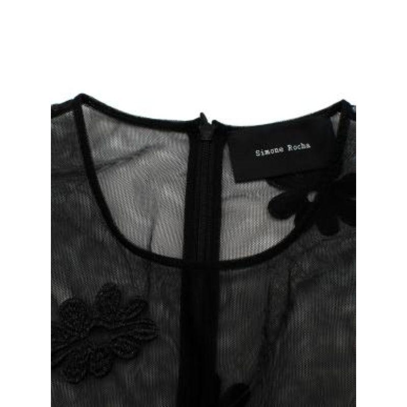 Black Tulle Floral Embroidered Dress with Slip For Sale 1
