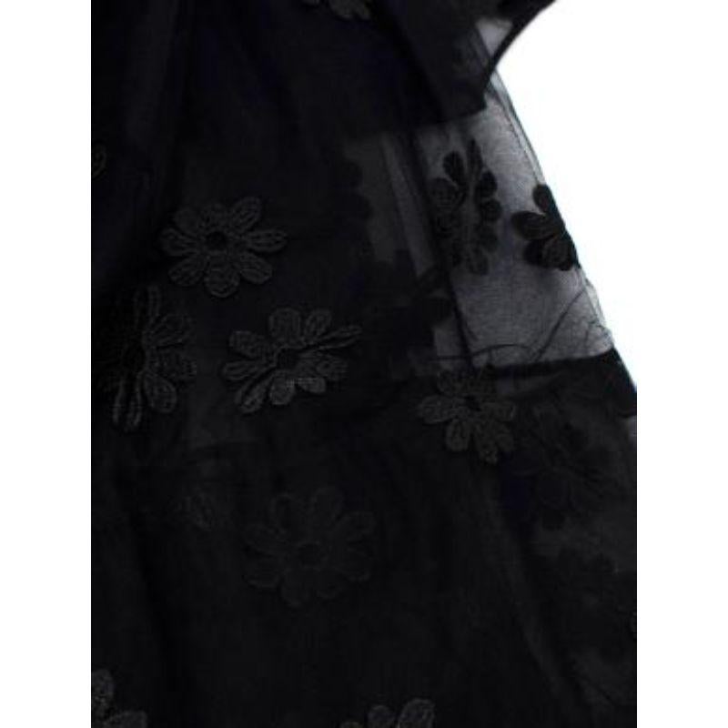 Black Tulle Floral Embroidered Dress with Slip For Sale 2