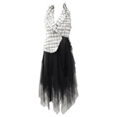Black tulle pied de poule dress