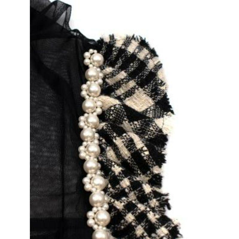 black tulle plaid & faux-pearl trimmed dress For Sale 1