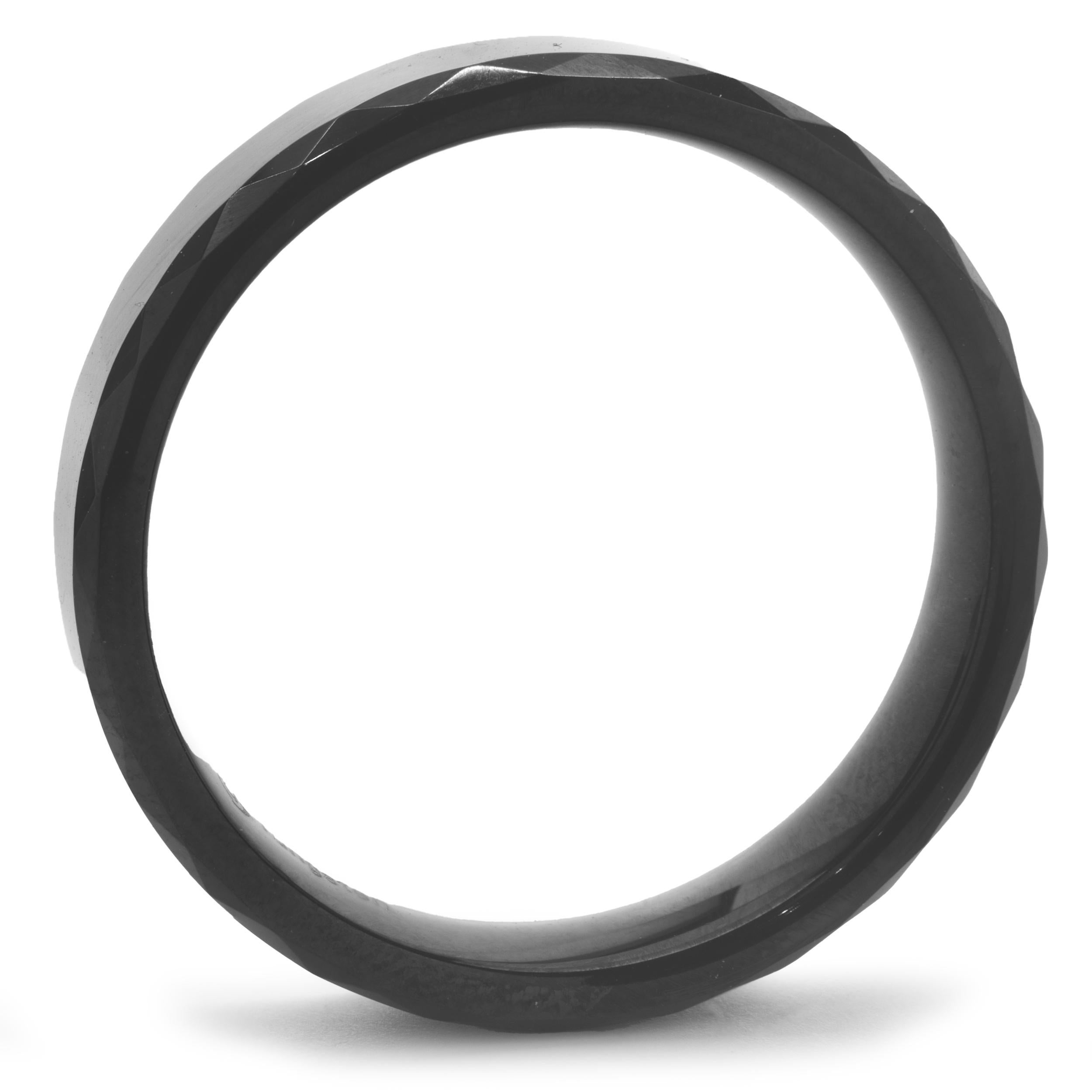 Designer: custom 
Material: Black Tungsten
Dimensions: band is 6mm wide 
Ring Size: 13
Weight: 12.95 grams
