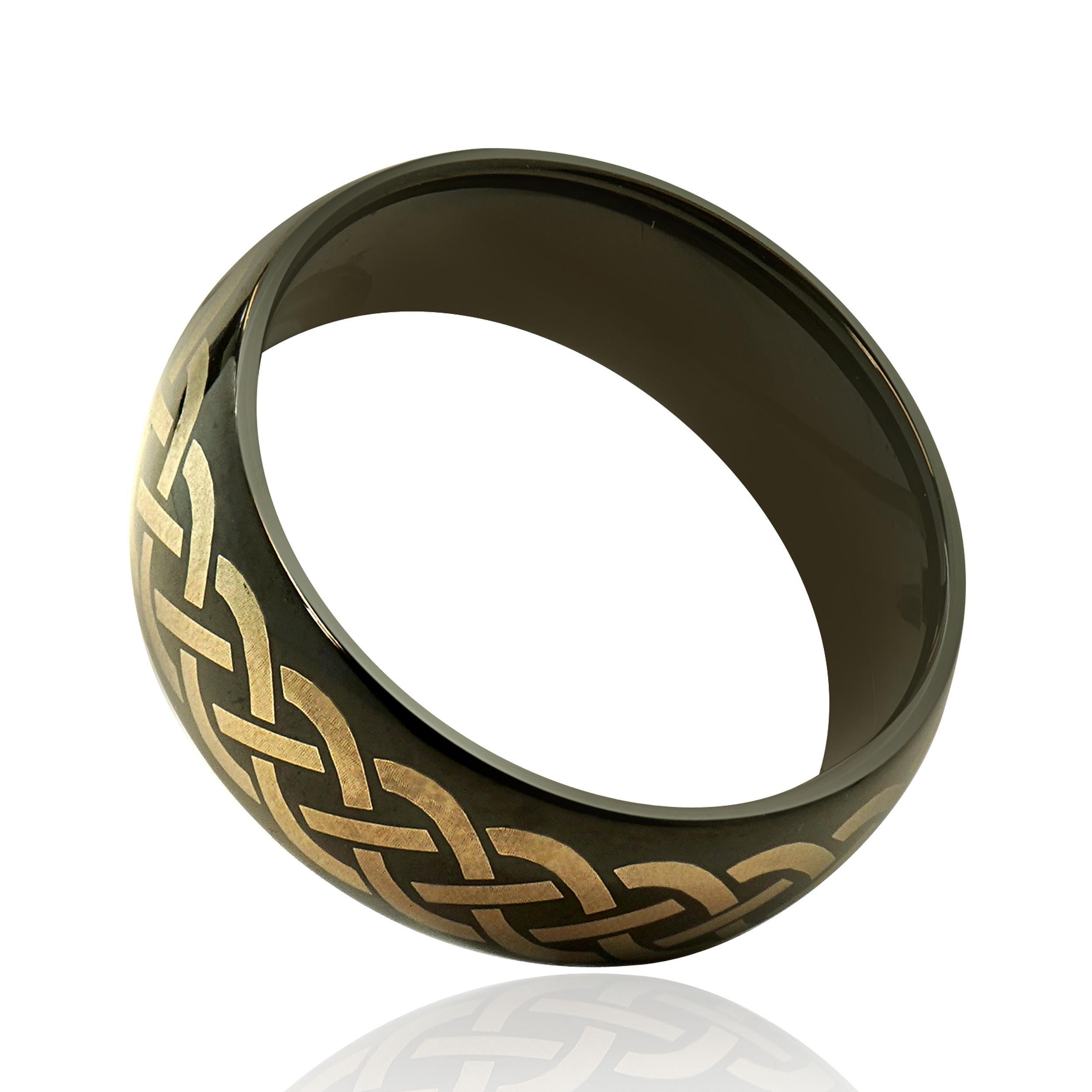 Black Tungsten 8MM Celtic Knot Ring In Excellent Condition For Sale In Scottsdale, AZ
