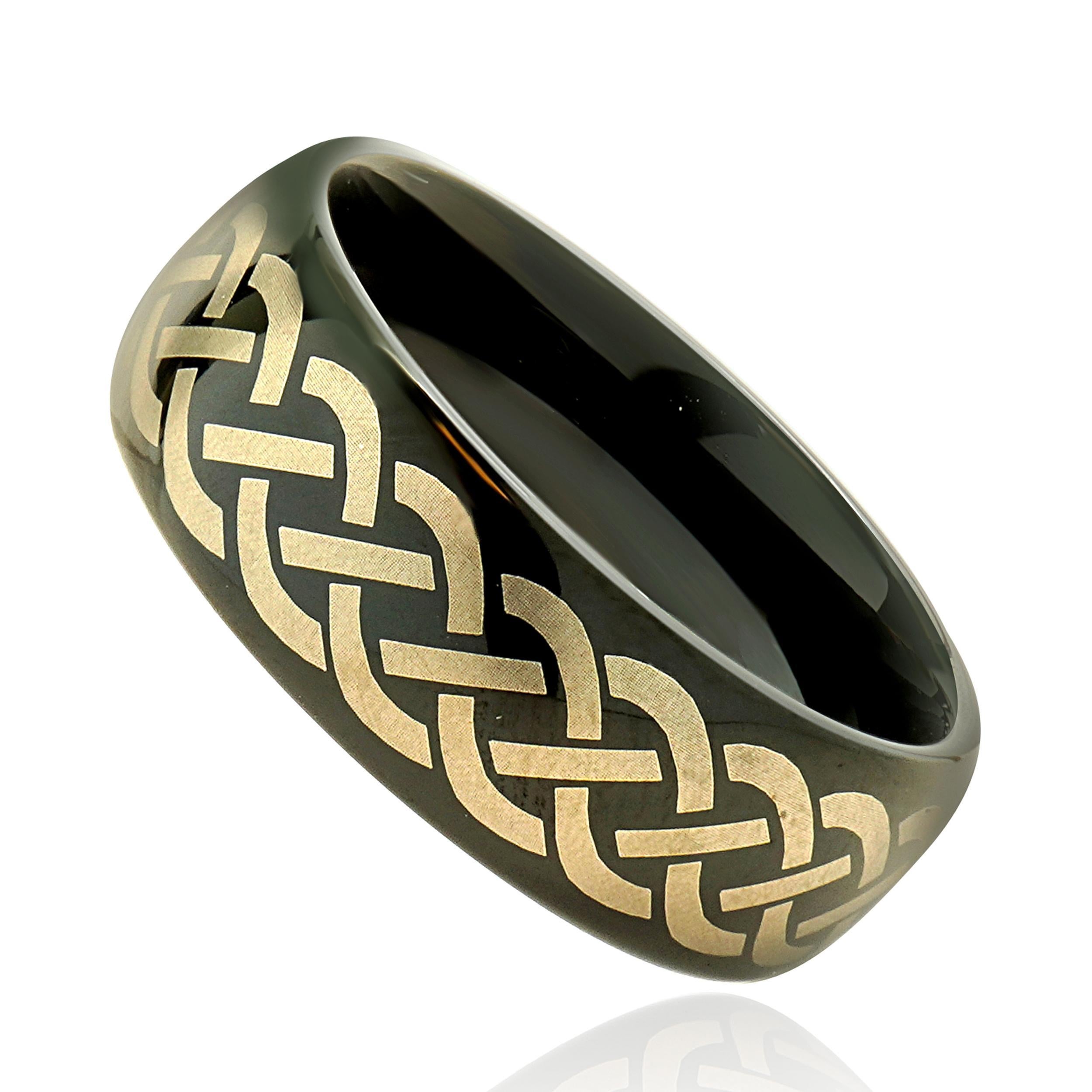 Men's Black Tungsten 8MM Celtic Knot Ring For Sale