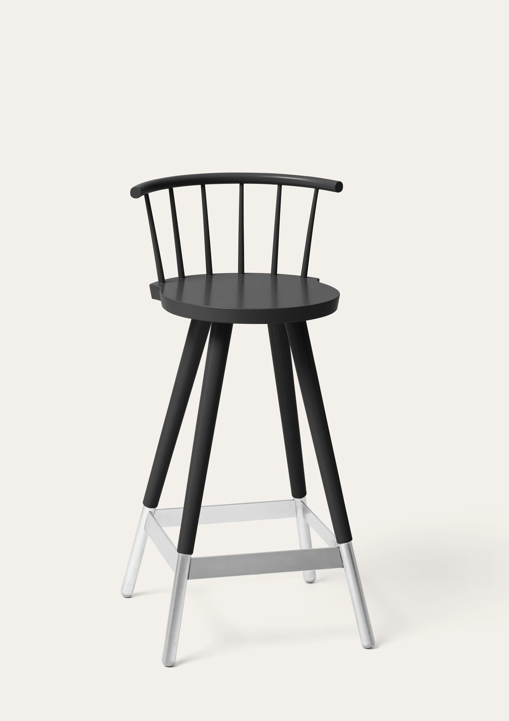 Black Tupp barstool by Storängen Design
Dimensions: D 41 x W 41 x H 85 x SH 65 cm
Materials: birch wood, nickel plated steel.
Also available in other colors.

Give the bar some character! Tupp is avaliable in two heights, both with and without