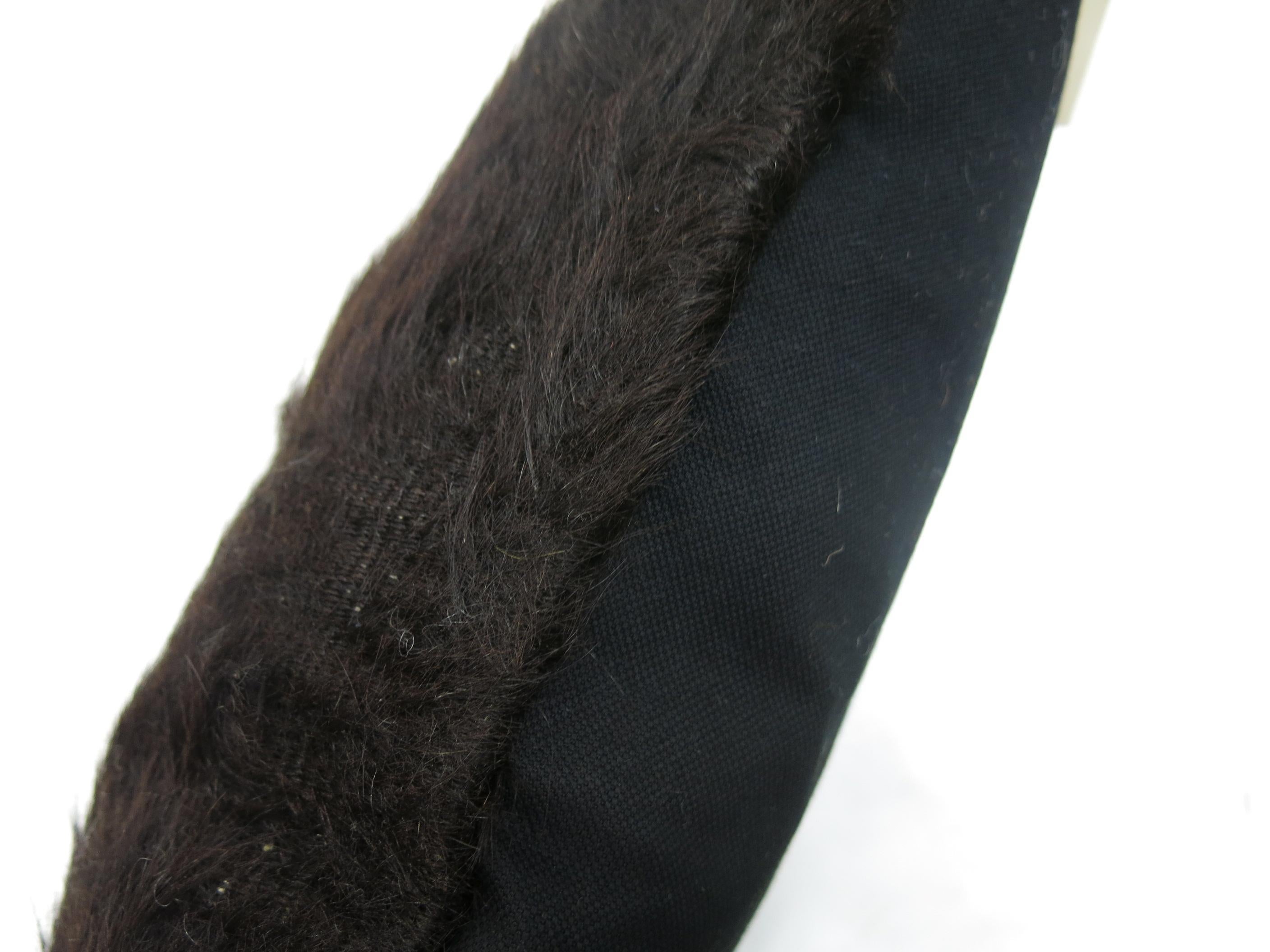 Mid-Century Modern Black Turkish Mohair Rug Pillow For Sale