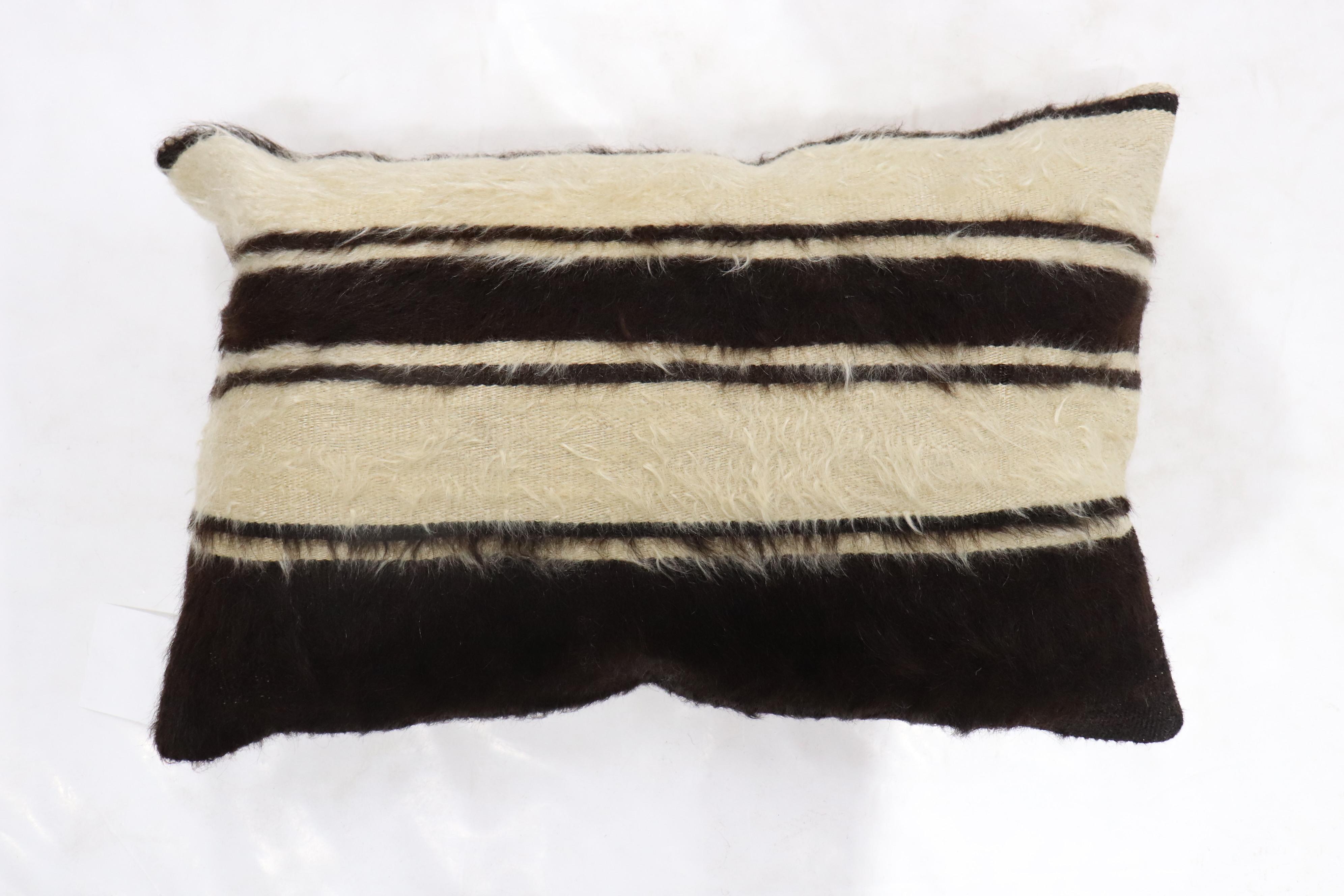 Black Turkish Mohair Rug Pillow In Good Condition For Sale In New York, NY