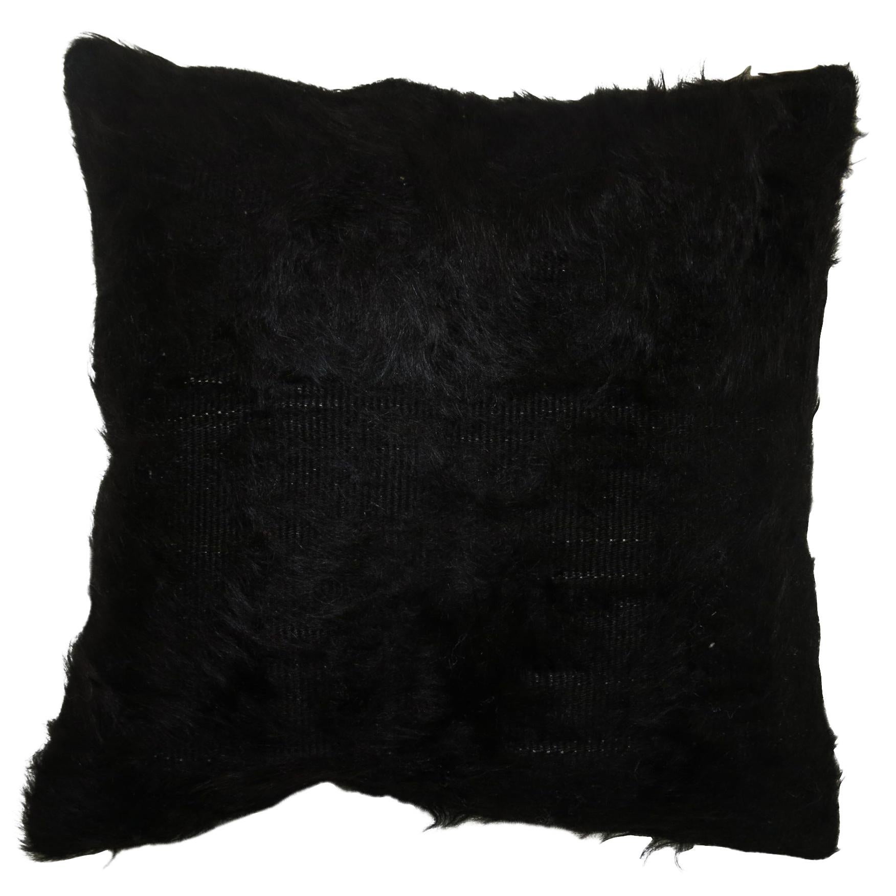 Black Turkish Mohair Rug Pillow