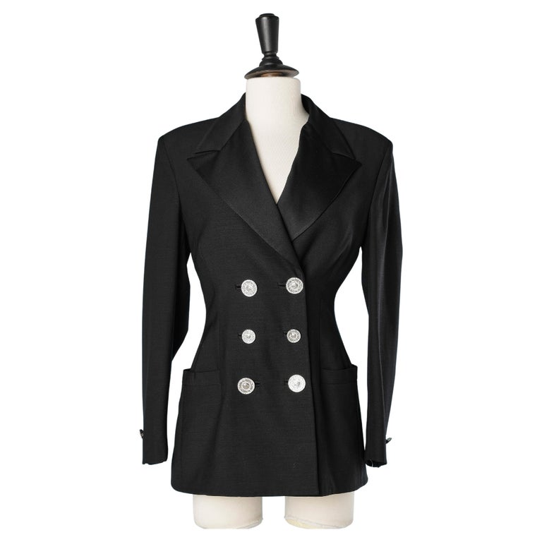 Black Tuxedo double breasted jacket Gianni Versace Couture at 1stDibs