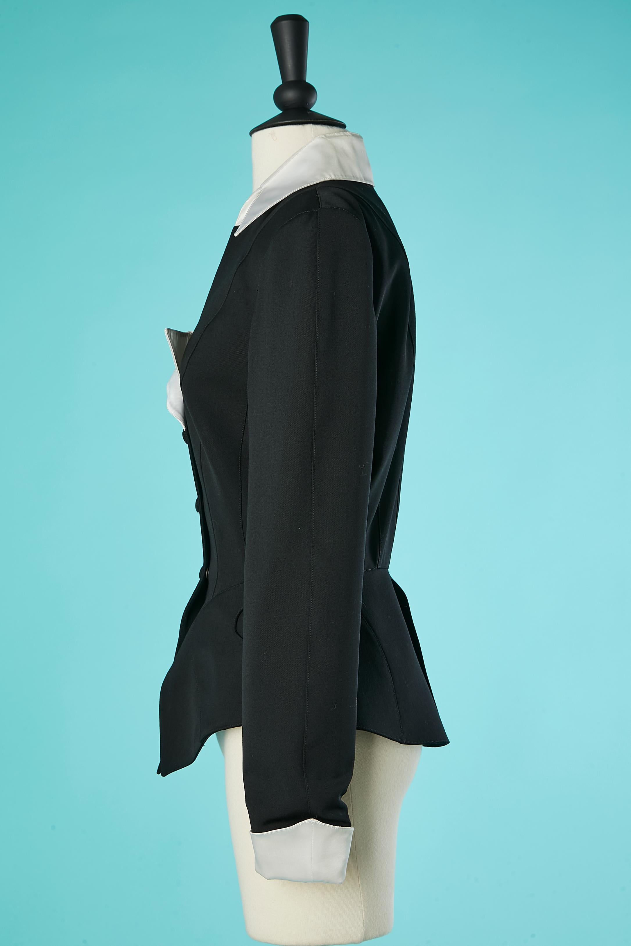  Veste de smoking noire à double boutonnage avec col en satin blanc Thierry Mugler  Pour femmes 