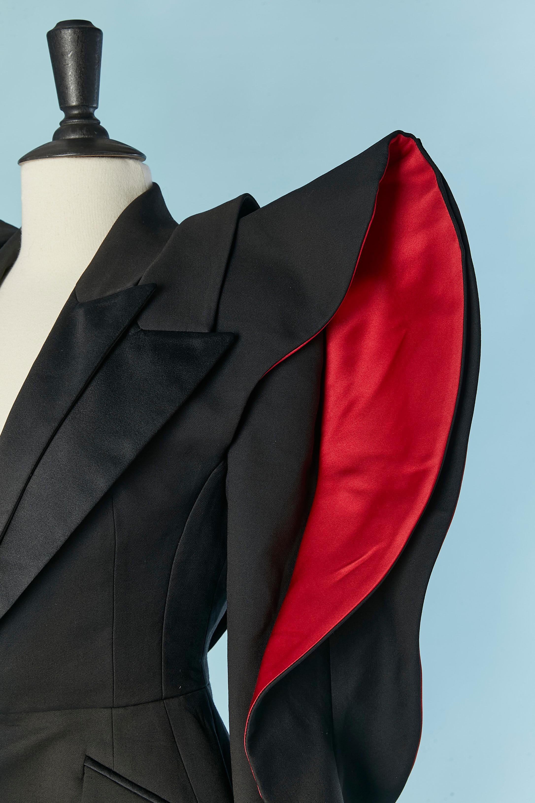Women's Black Tuxedo edge to edge jacket with black and red 