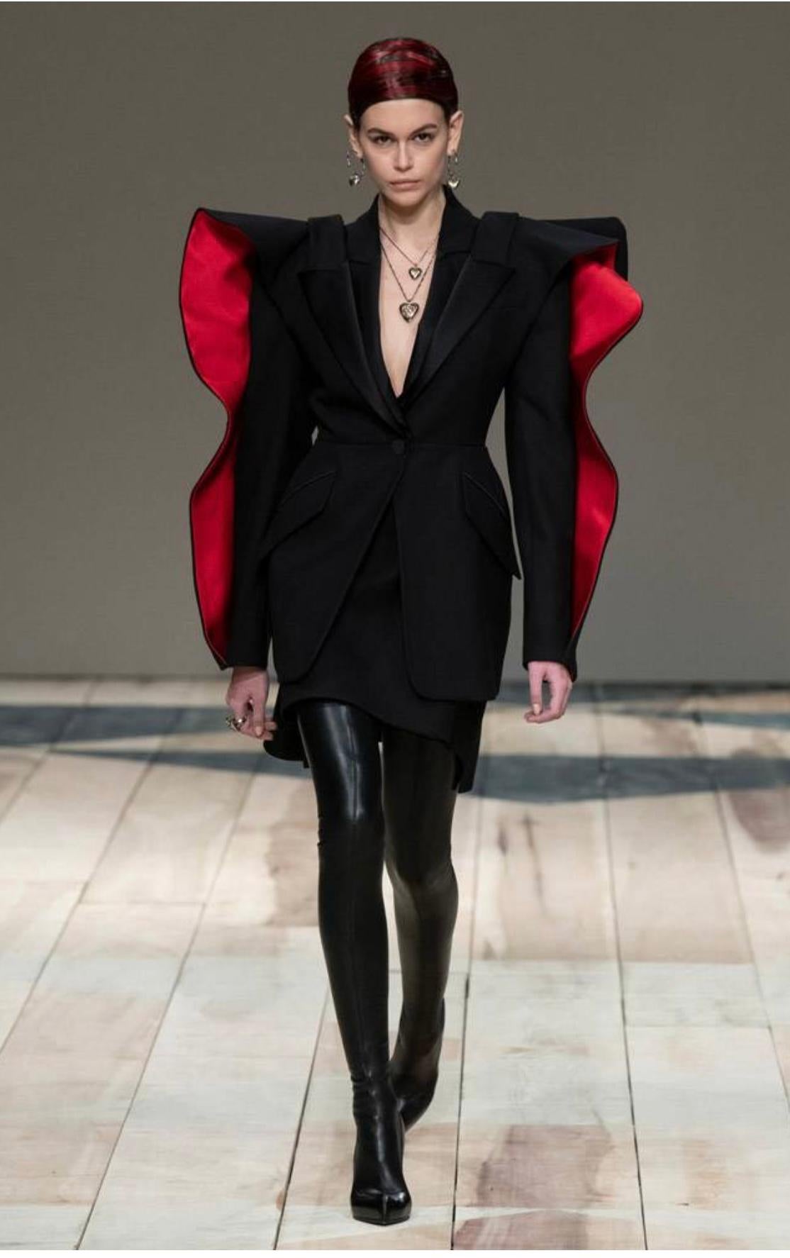 Black Tuxedo edge to edge jacket with black and red 