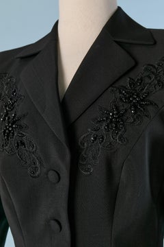 Schwarzer Smoking-Rockanzug mit Perlenstickerei ESCADA by MARGARETHA LEY