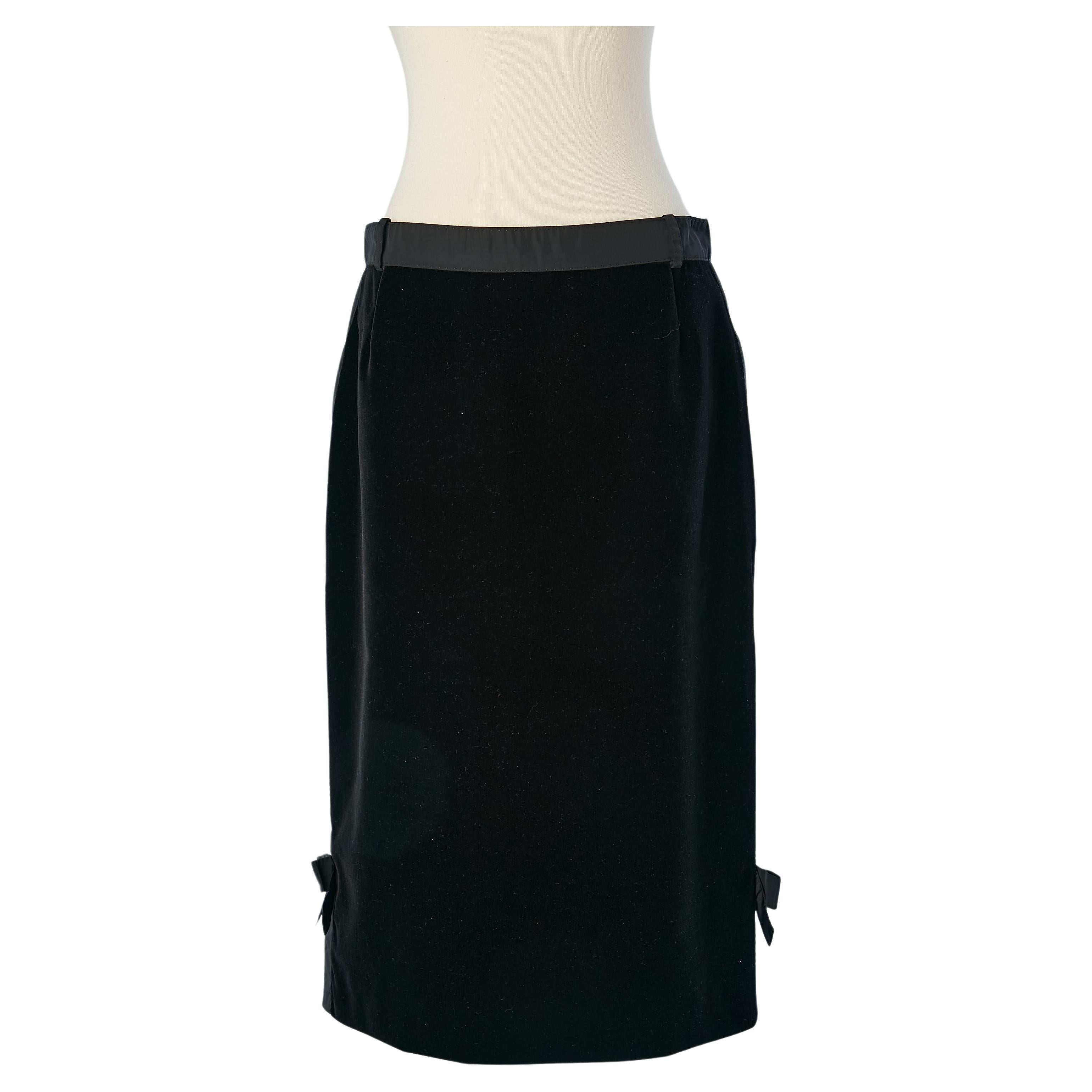 Black tuxedo velvet skirt with bow on both side Louis Vuitton  For Sale