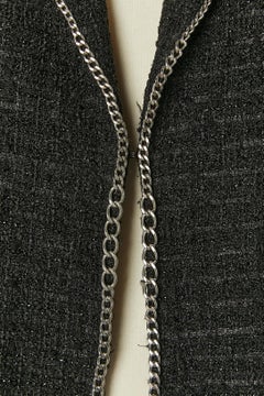 Black Tweed and nylon edge to edge jacket with chain edge CHANEL