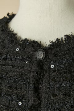 Black Tweed and sequin edge to edge jacket CHANEL