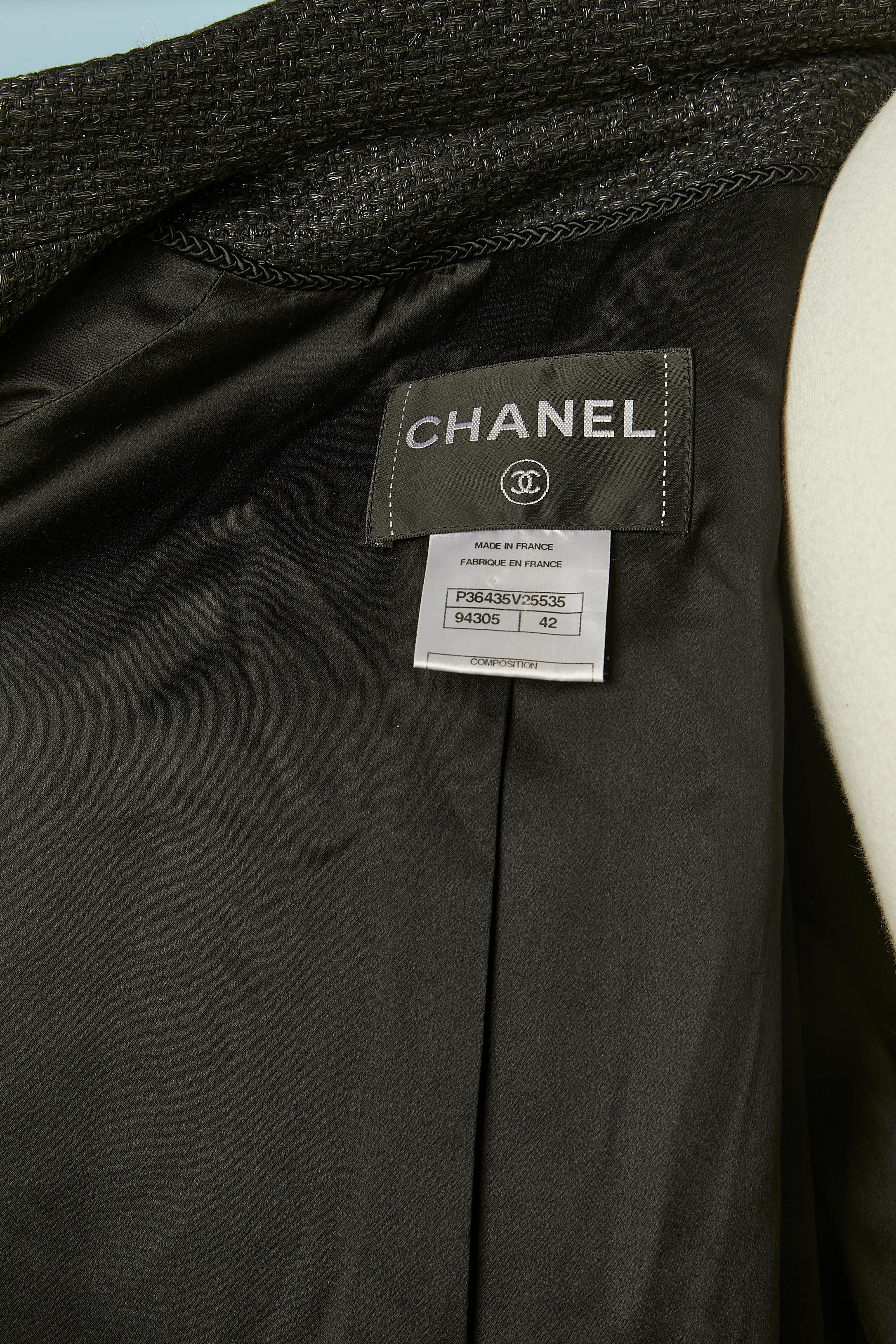 Black tweed double-breasted trench-coat Chanel 7