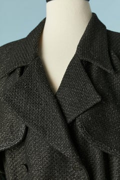 Black tweed double-breasted trench-coat Chanel