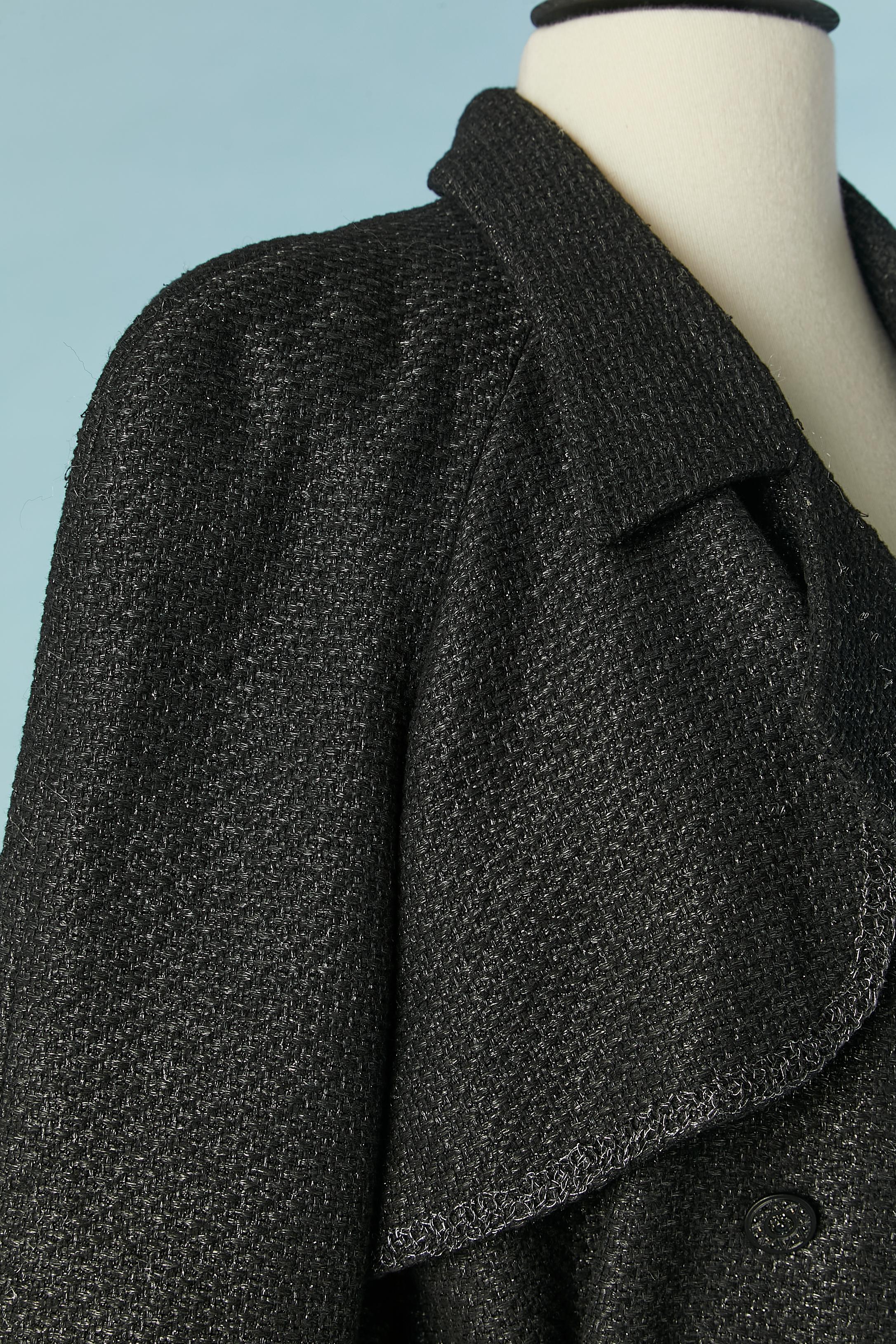 Women's Black tweed double-breasted trench-coat Chanel