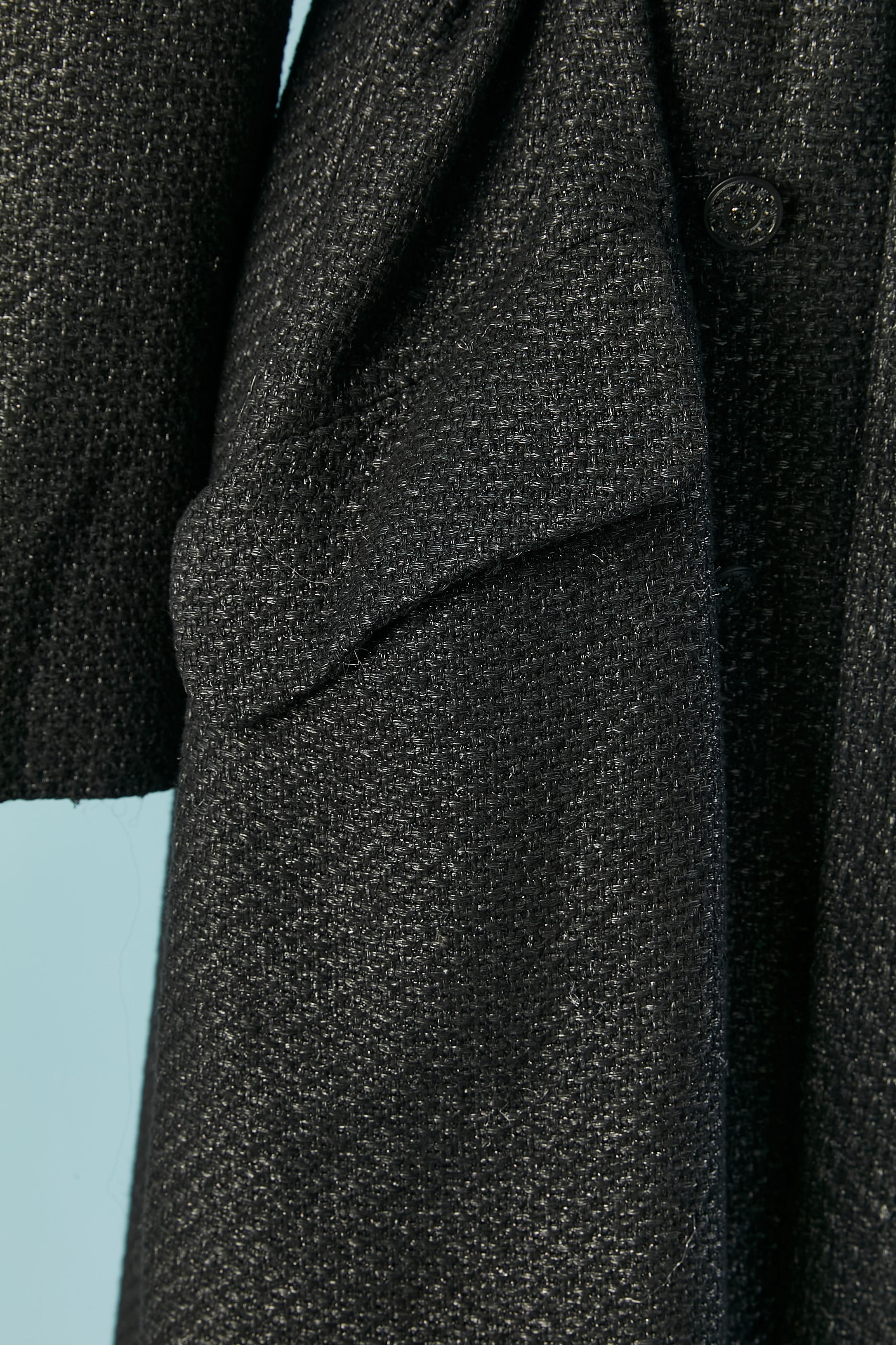Black tweed double-breasted trench-coat Chanel 1