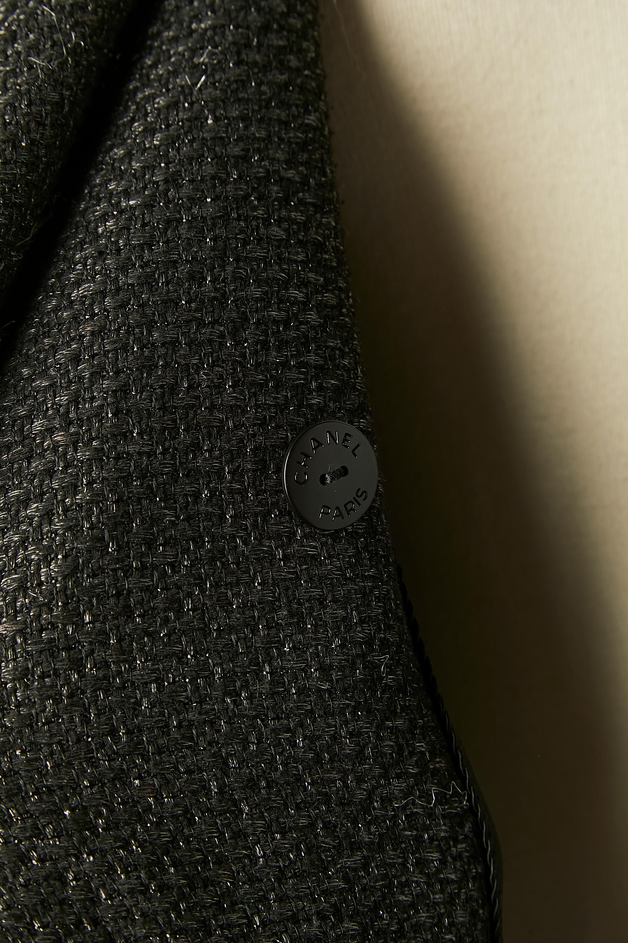 Black tweed double-breasted trench-coat Chanel 5