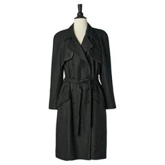 Black tweed double-breasted trench-coat Chanel 
