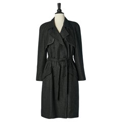 Black tweed double-breasted trench-coat Chanel