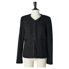 Black tweed edge to edge jacket Chanel