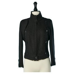 Black tweed jacket with detachable sleeves Chanel 