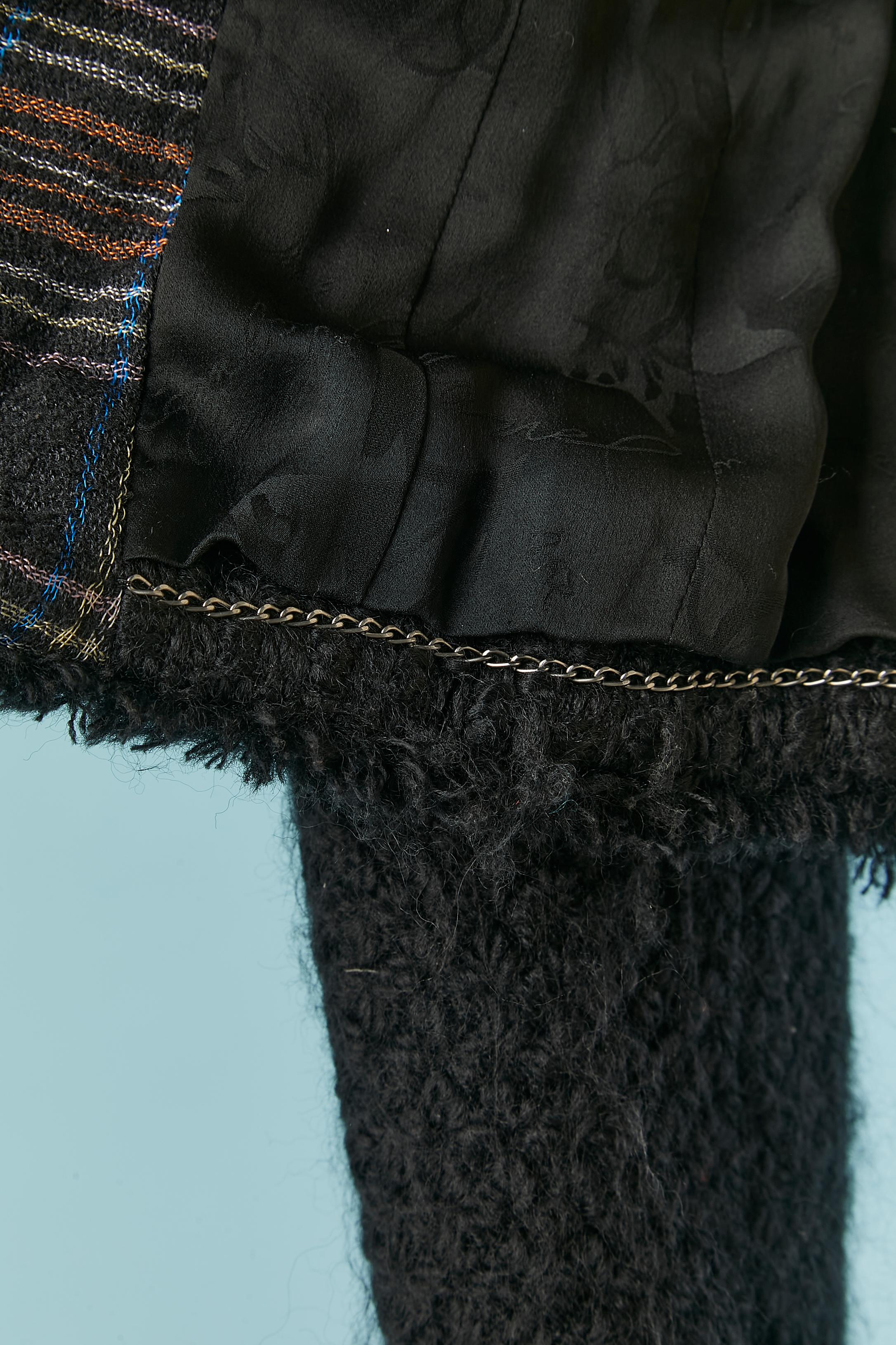 Veste croisée en laine tweed noire avec doublure à motif écossais Chanel 2012 en vente 3