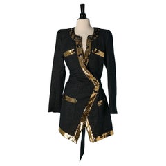 Schwarze Tweed-Wickeljacke mit Paillettenrand ALEXANDRE VAUTHIER Neu mit Etikett