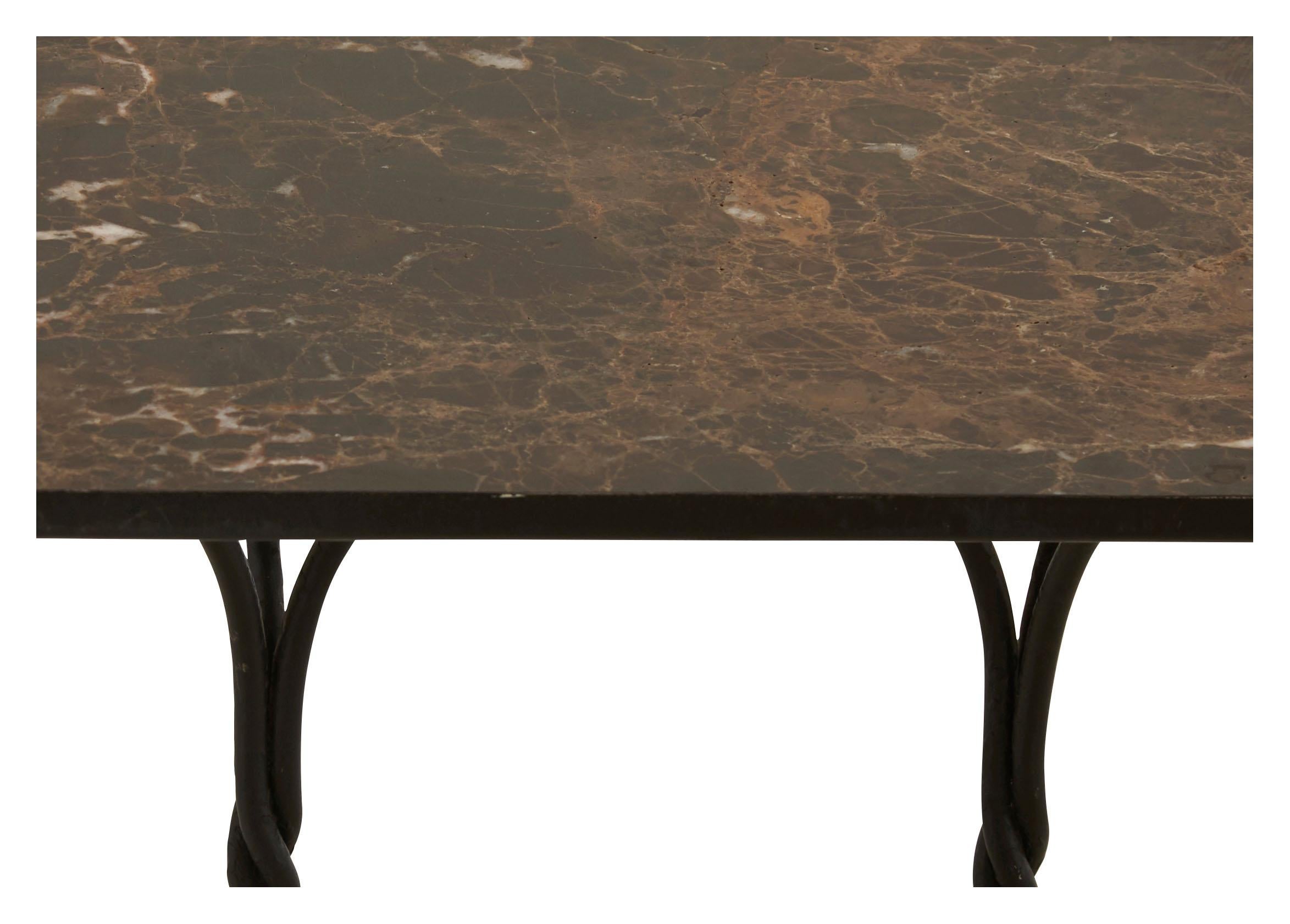 Black Twisted Iron Side Table with Marble Top 2