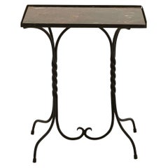 Black Twisted Iron Side Table with Marble Top