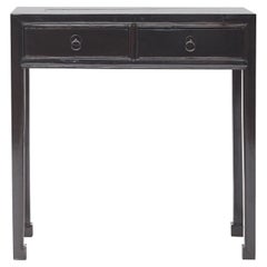 Black Two-Drawer Art Deco Console Table, Freestanding