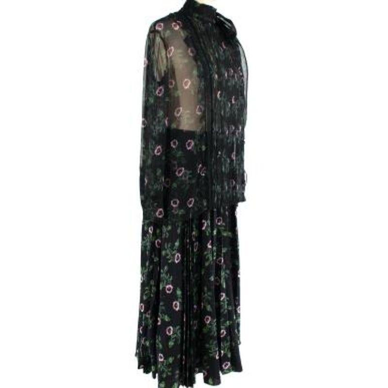Black Undercover print silk chiffon & crepe blouse & skirt In Good Condition For Sale In London, GB