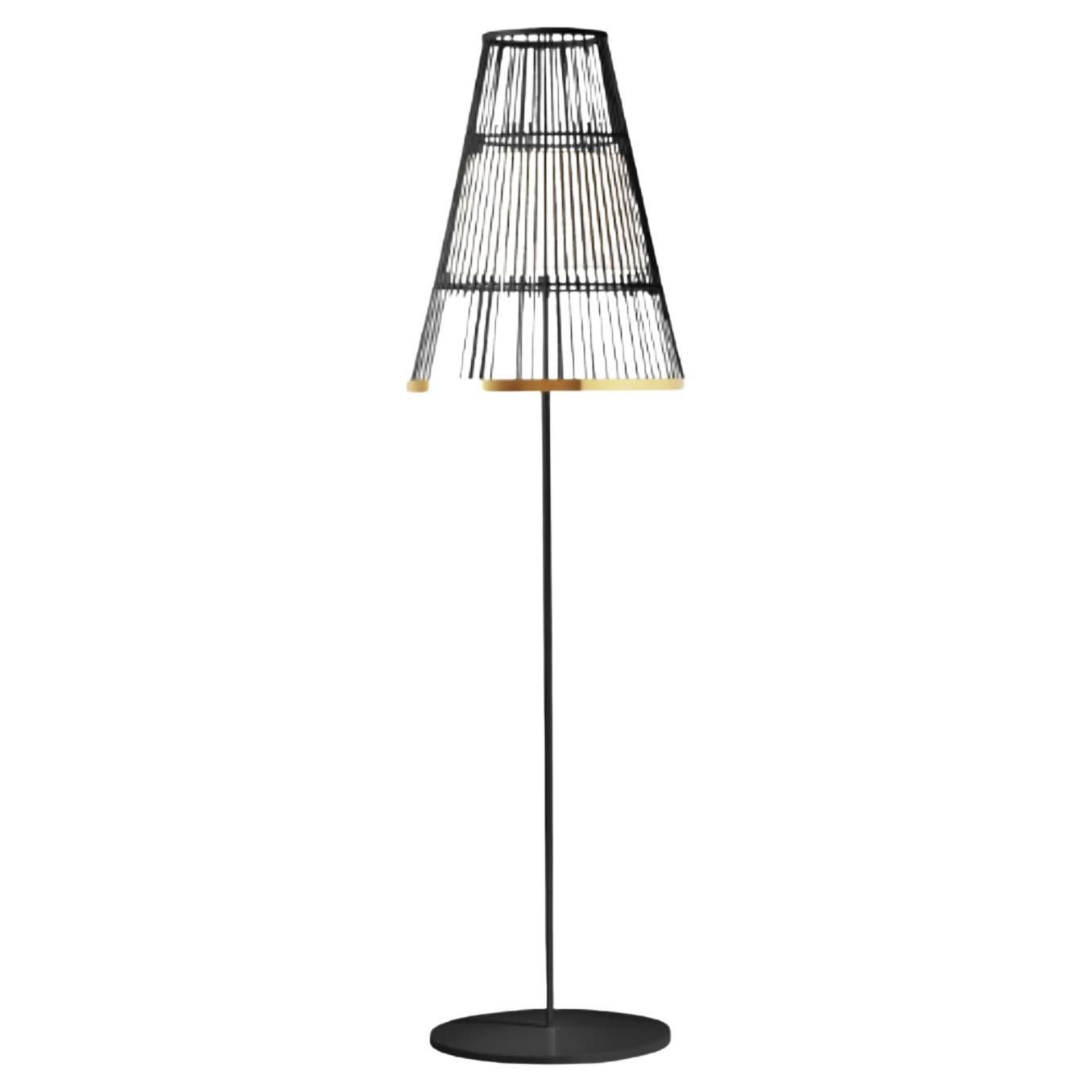 Black Up Floor Lamp with Brass Ring by Dooq