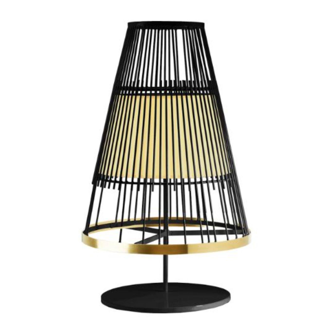 Black up table lamp with brass ring by Dooq
Dimensions: W 44 x D 44 x H 72 cm
Materials: lacquered metal, polished or brushed metal, brass.
Abat-jour: cotton
Also available in different colors and materials.

Information:
230V/50Hz
E27/1x10W
