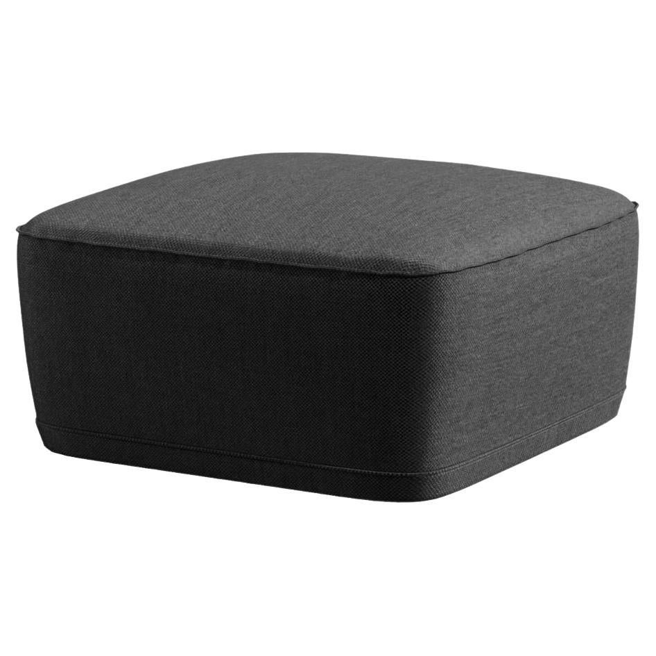 Waterproof Outdoor Pouf in Black Fabric with Foam