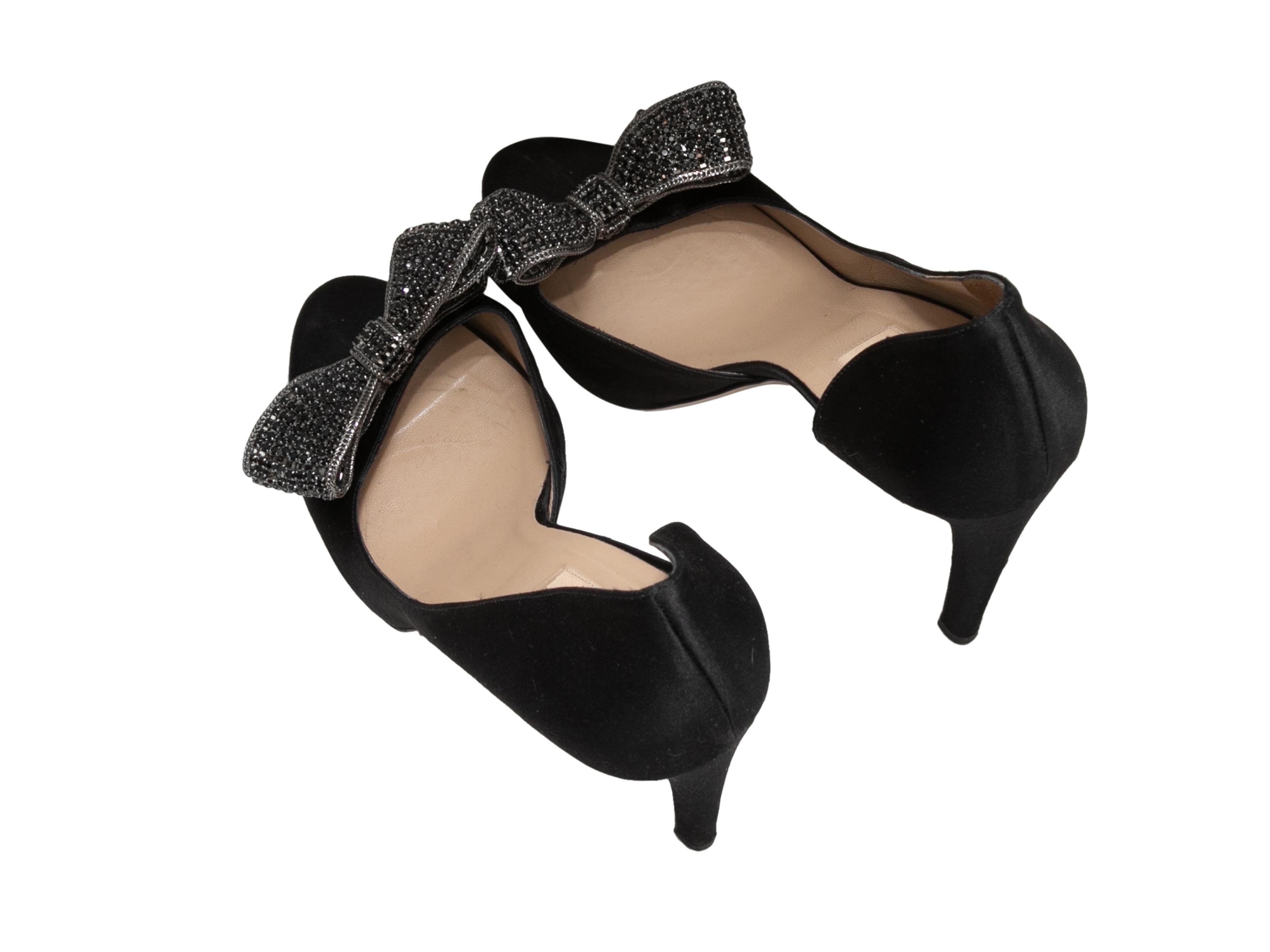 Nero Valentino nero, tacchi con fiocco in raso impreziositi da cristalli, misura 40,5 in vendita