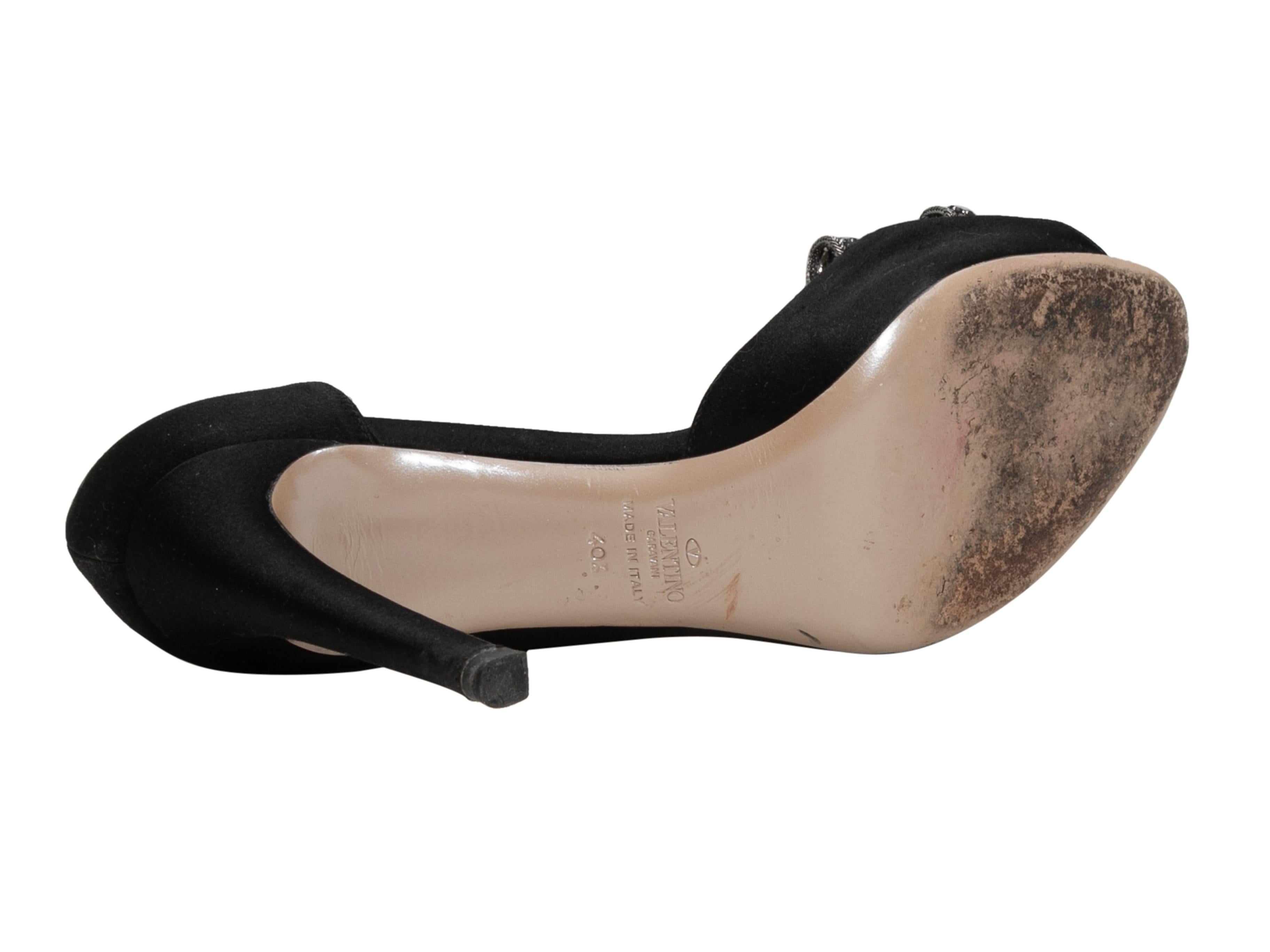 Donna Valentino nero, tacchi con fiocco in raso impreziositi da cristalli, misura 40,5 in vendita