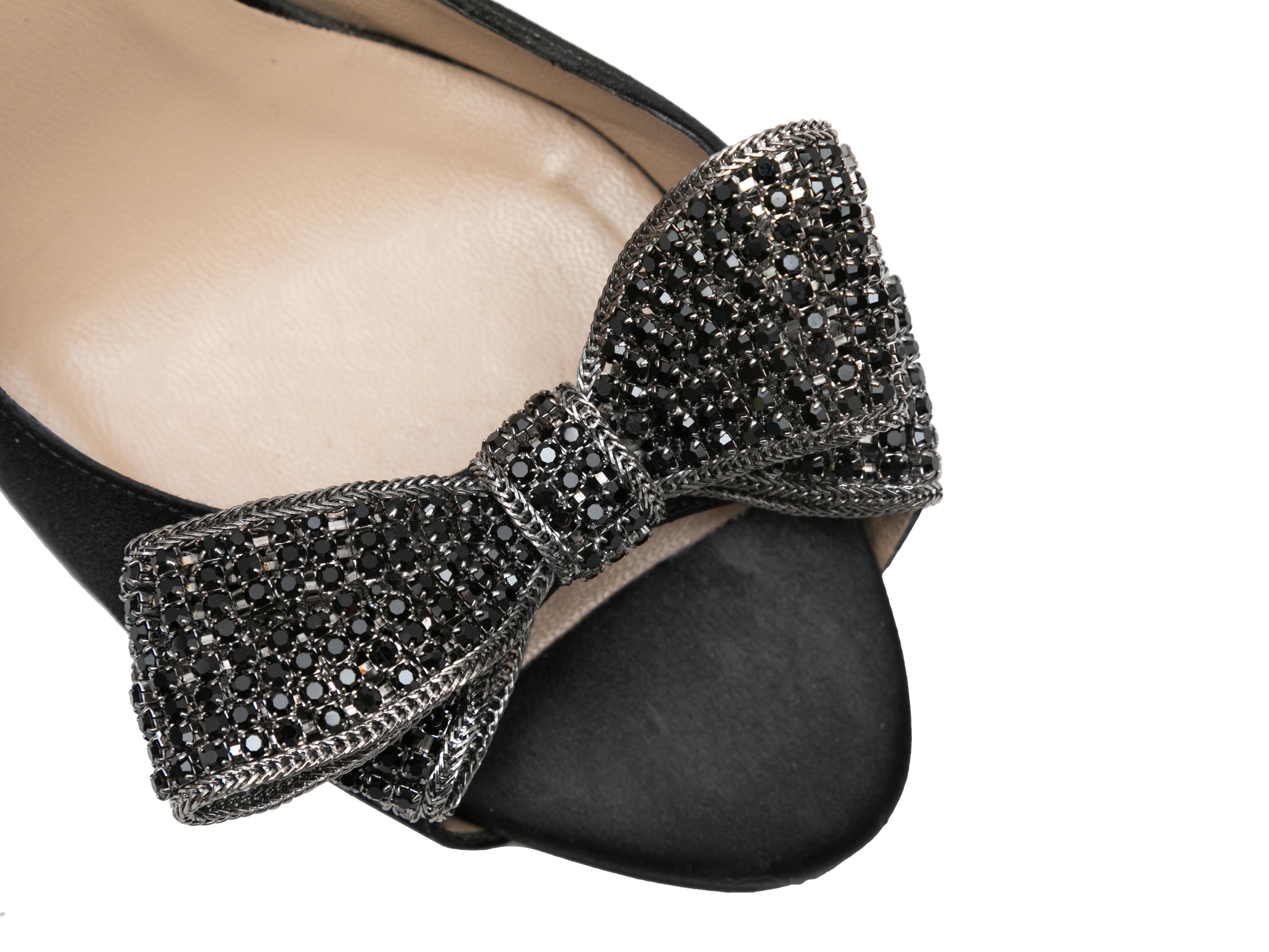 Valentino nero, tacchi con fiocco in raso impreziositi da cristalli, misura 40,5 in vendita 1