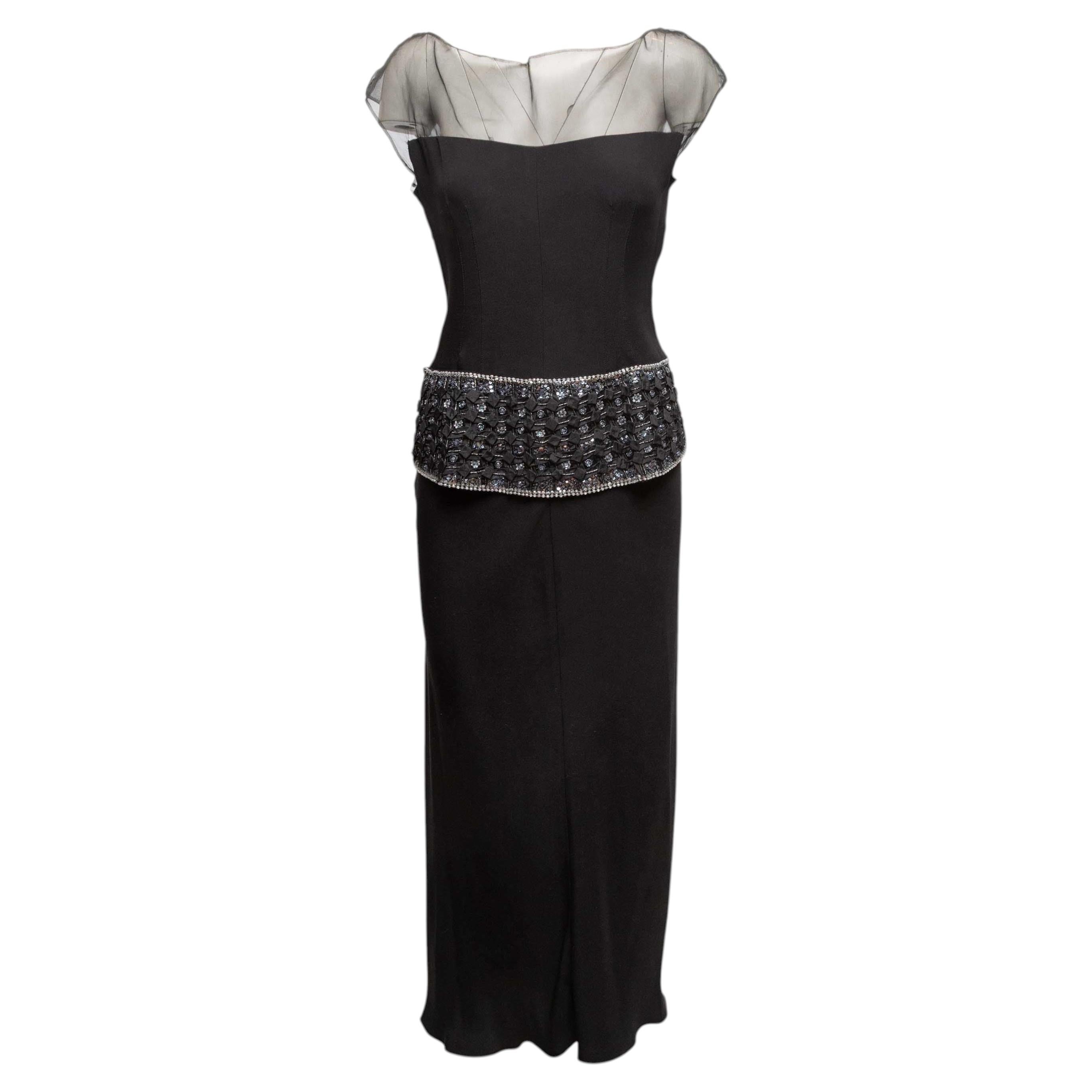 Black Valentino Embellished Evening Gown Size US 8