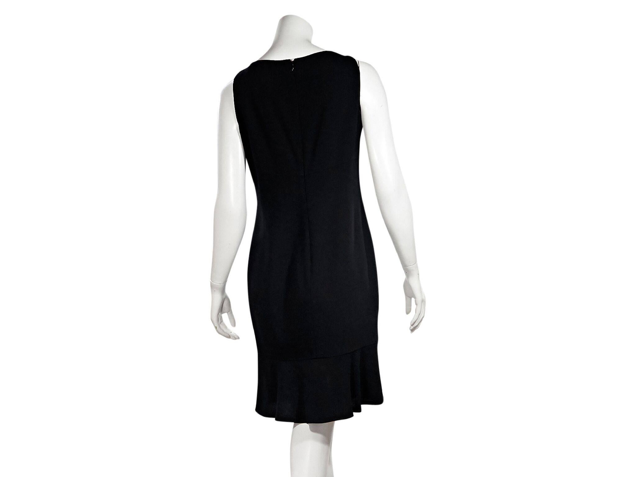 Black Valentino Floral-Accented Wool Sheath Dress In Good Condition In New York, NY