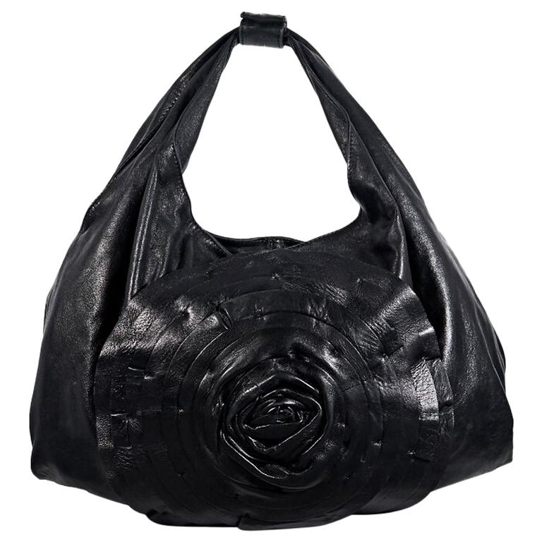 Black Valentino Floral Leather Hobo 1stDibs